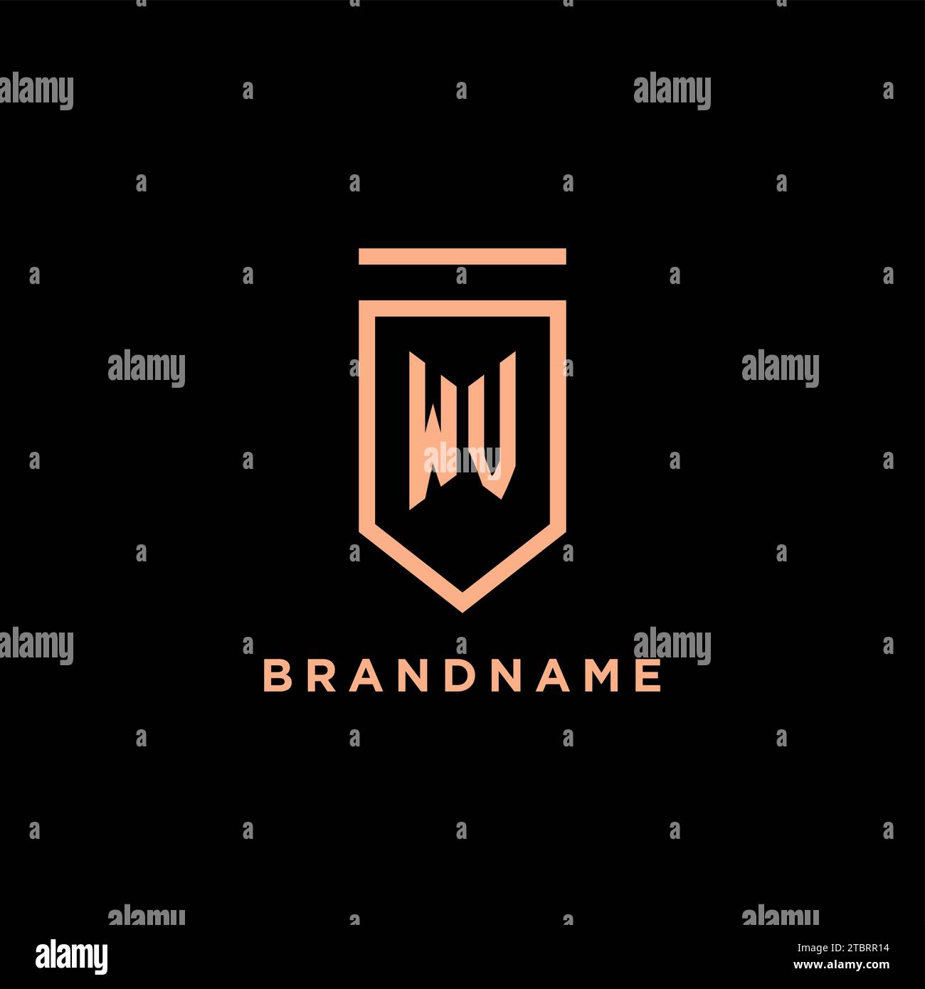 WV monogram initial with shield logo design icon vector graphic Stock Vector