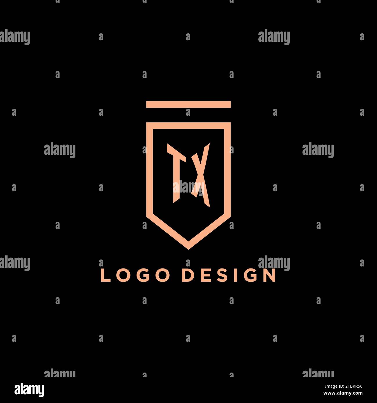 TX monogram initial with shield logo design icon vector graphic Stock Vector