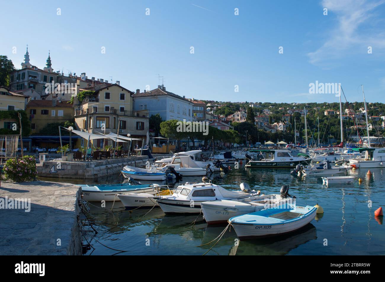 Volosko, Croatia - June 2017: Small port in coastal village Volosko near Rijeka, Croatia Stock Photo