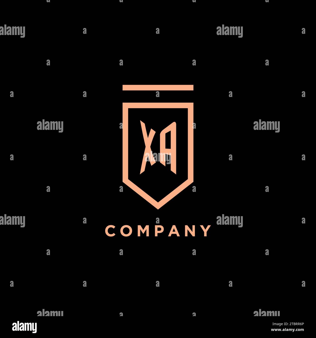 XA monogram initial with shield logo design icon vector graphic Stock Vector