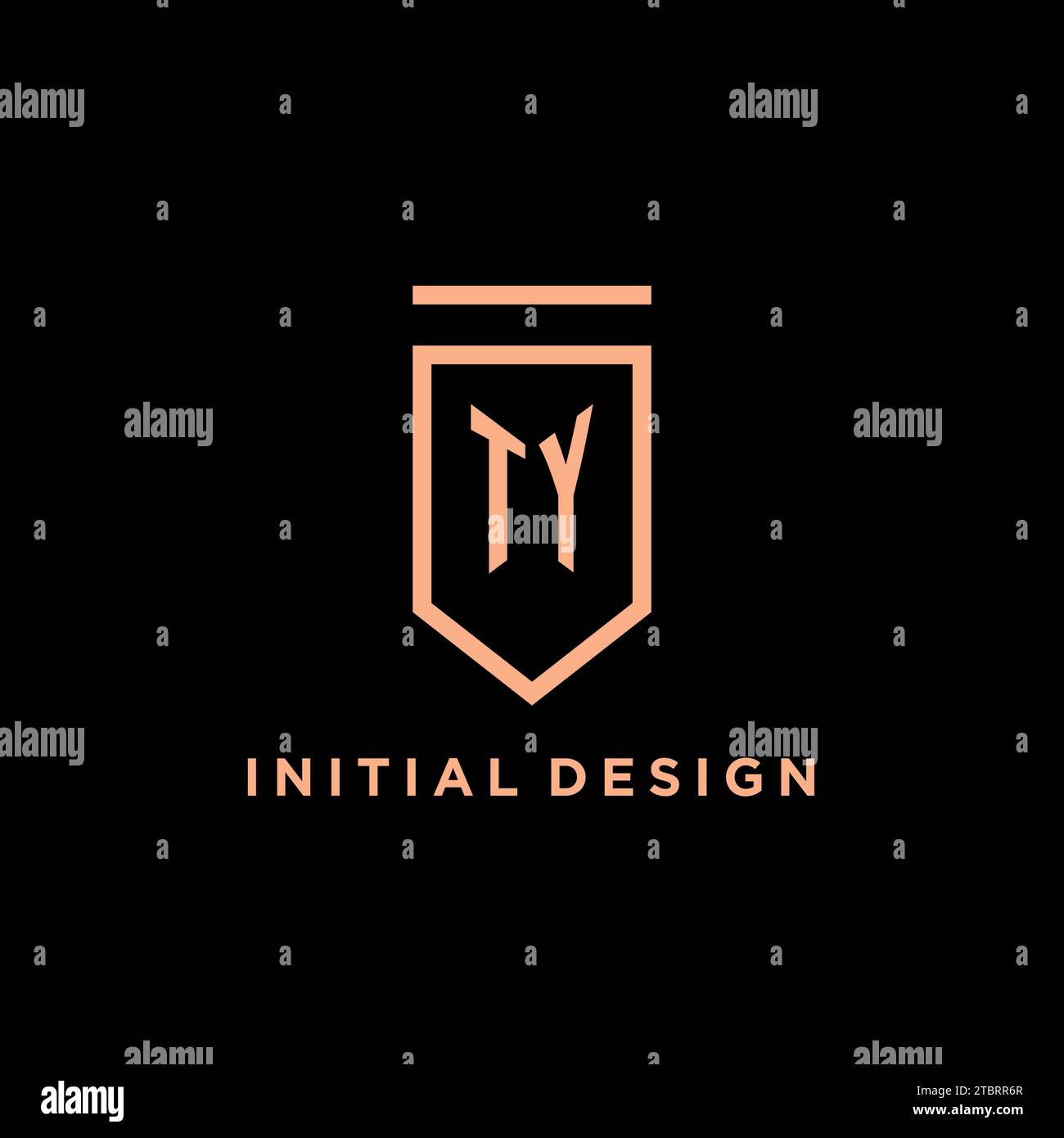 TY monogram initial with shield logo design icon vector graphic Stock Vector