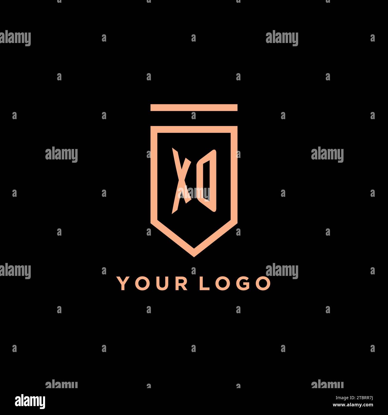 XO monogram initial with shield logo design icon vector graphic Stock Vector
