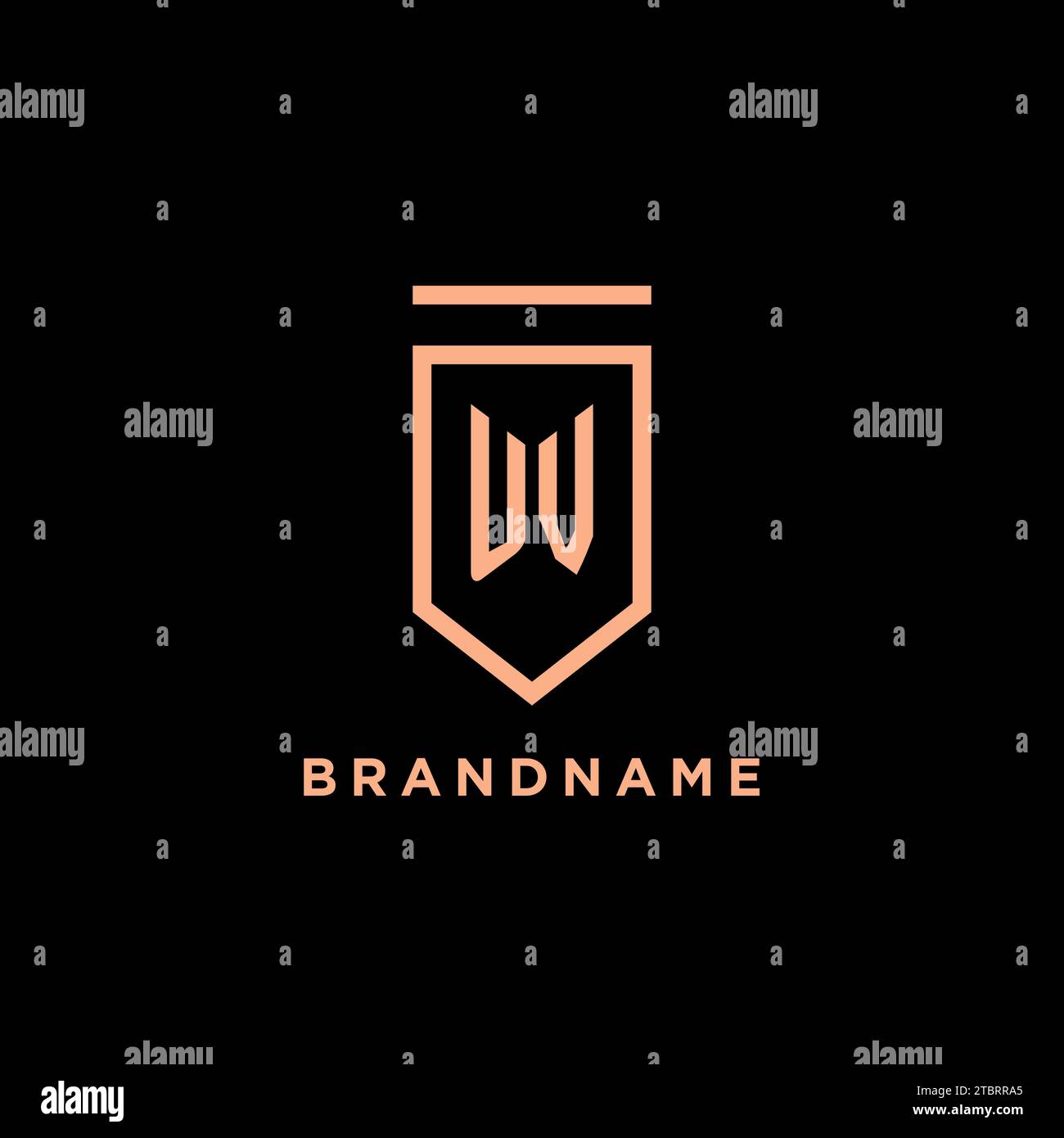 UV monogram initial with shield logo design icon vector graphic Stock Vector