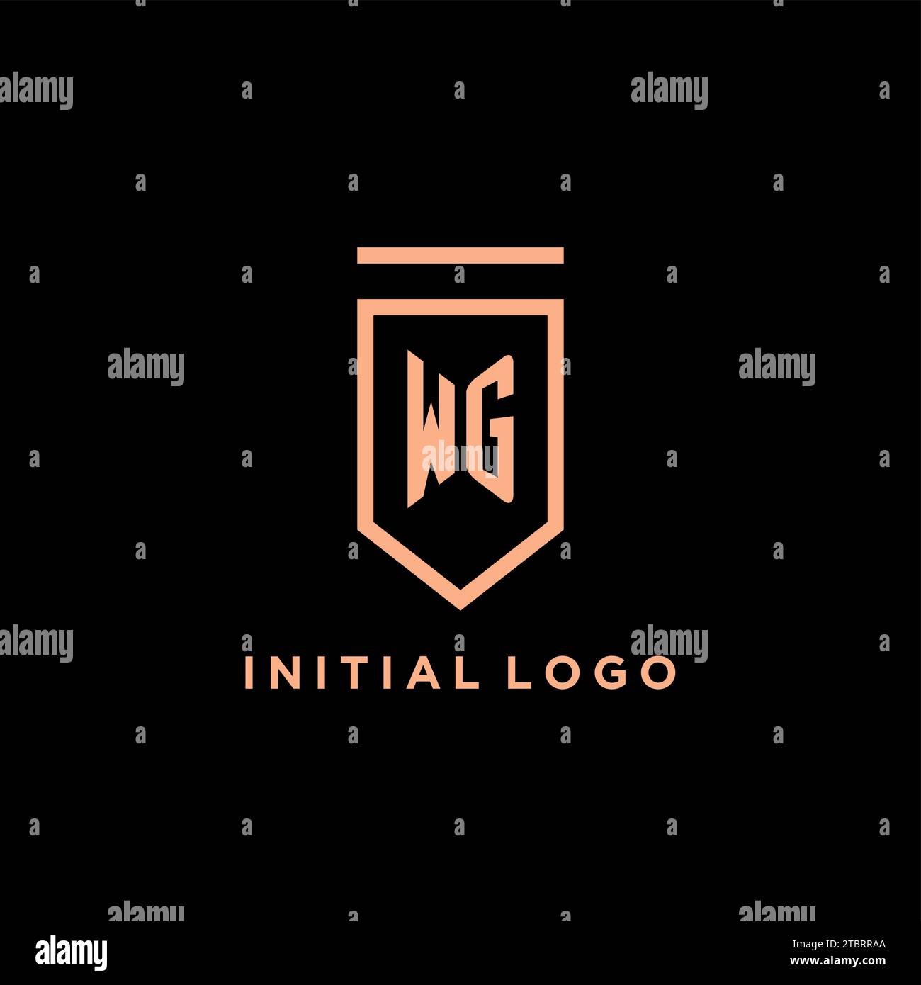 WG monogram initial with shield logo design icon vector graphic Stock Vector