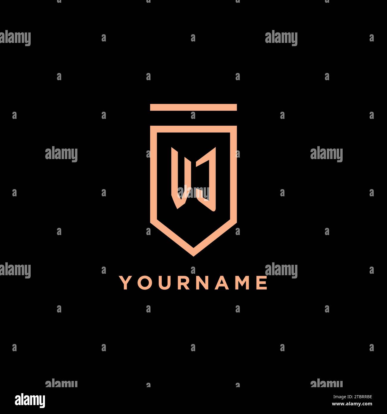 VJ monogram initial with shield logo design icon vector graphic Stock Vector
