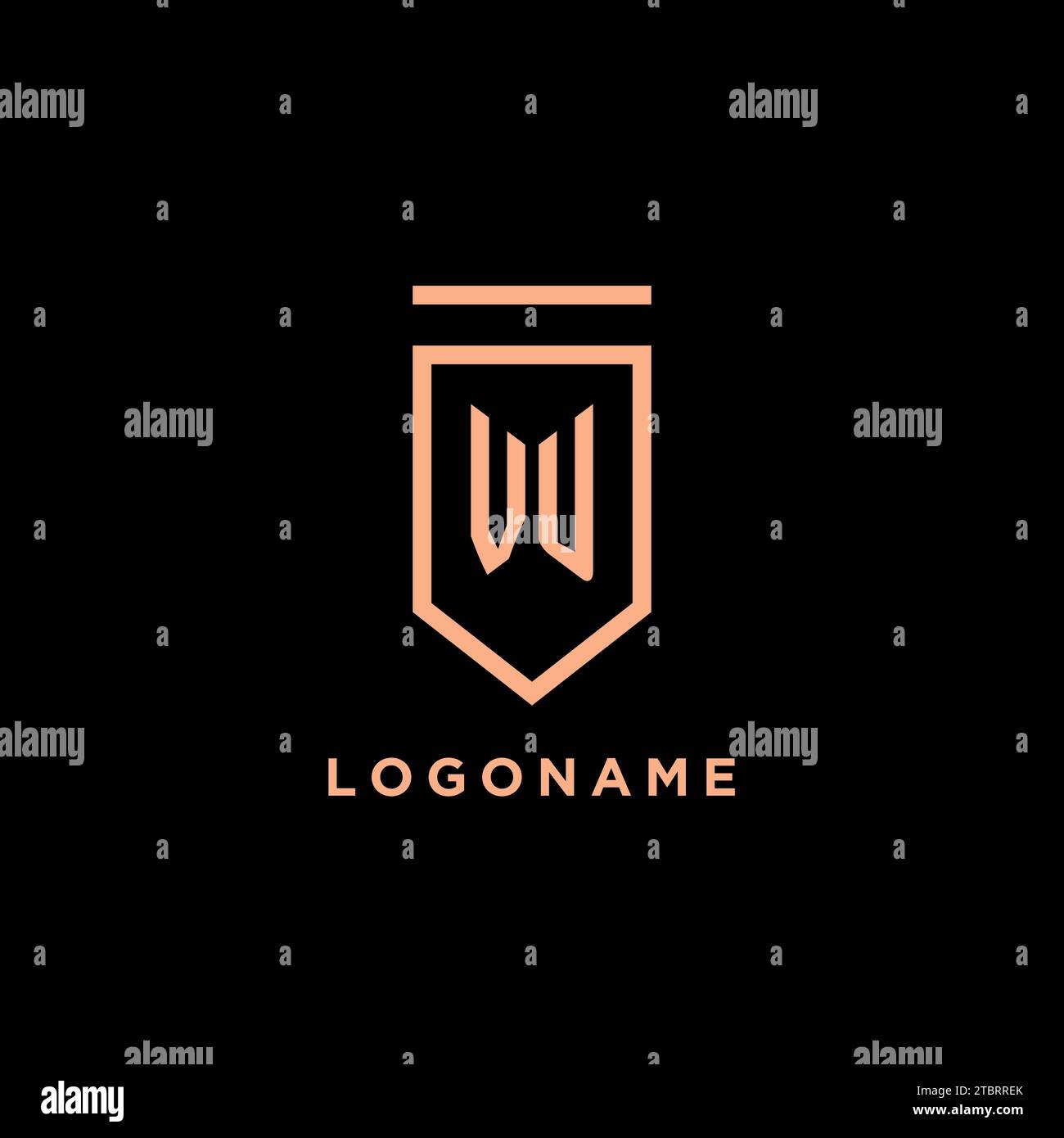 VU monogram initial with shield logo design icon vector graphic Stock Vector