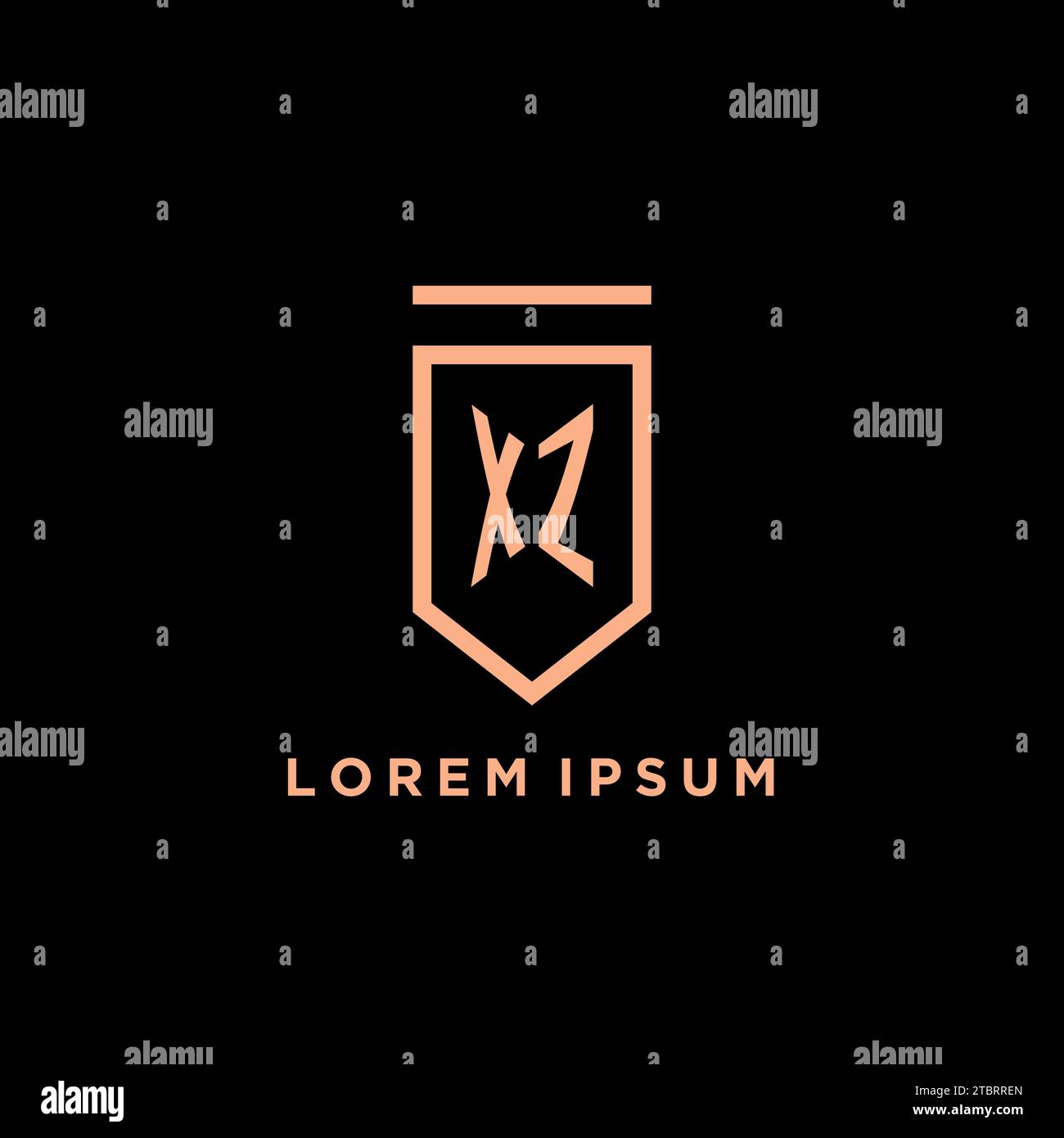XZ monogram initial with shield logo design icon vector graphic Stock Vector