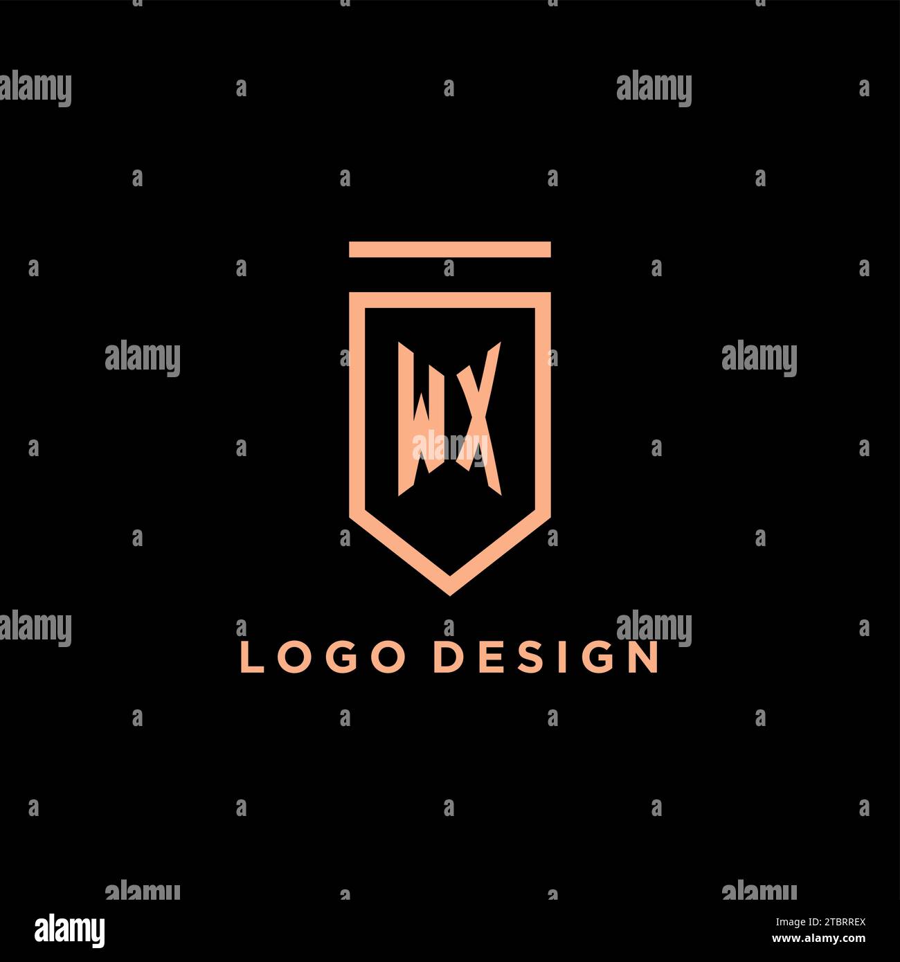 WX monogram initial with shield logo design icon vector graphic Stock Vector