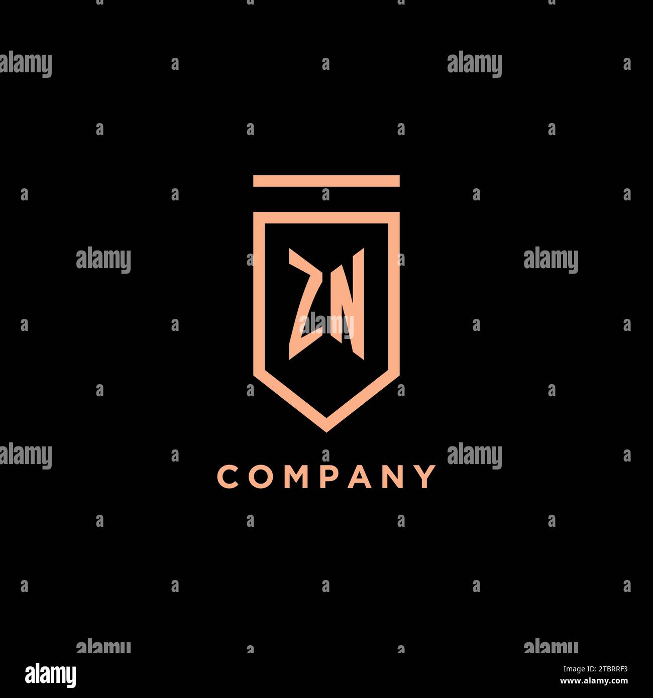 ZN monogram initial with shield logo design icon vector graphic Stock Vector