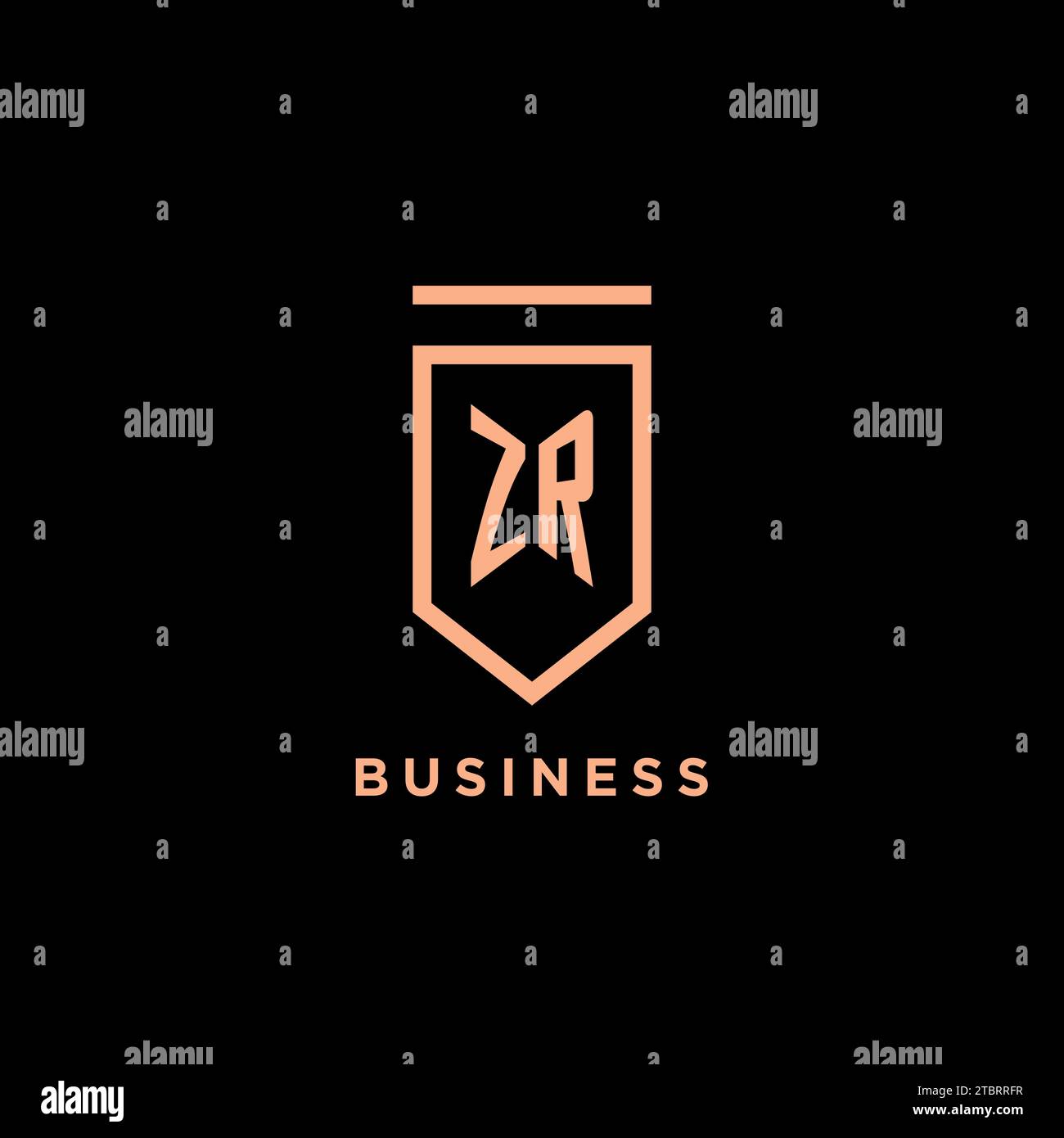 ZR monogram initial with shield logo design icon vector graphic Stock Vector