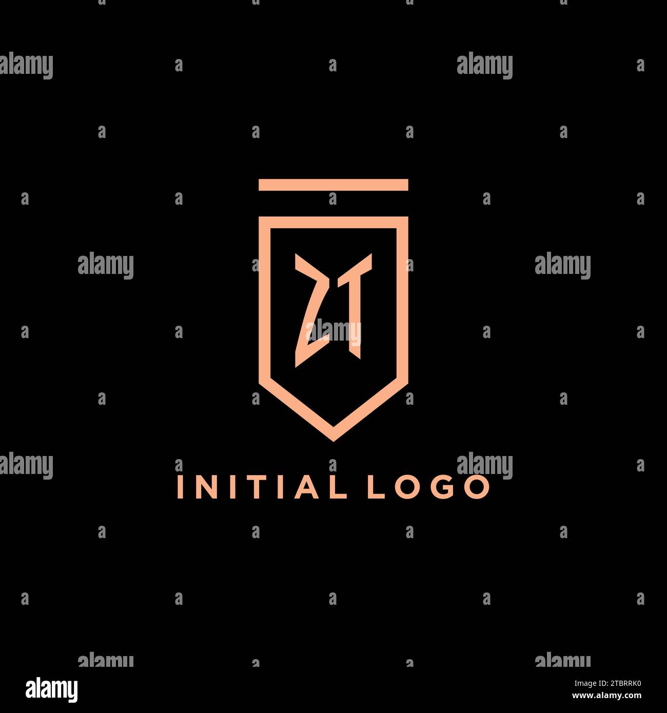 ZT monogram initial with shield logo design icon vector graphic Stock Vector