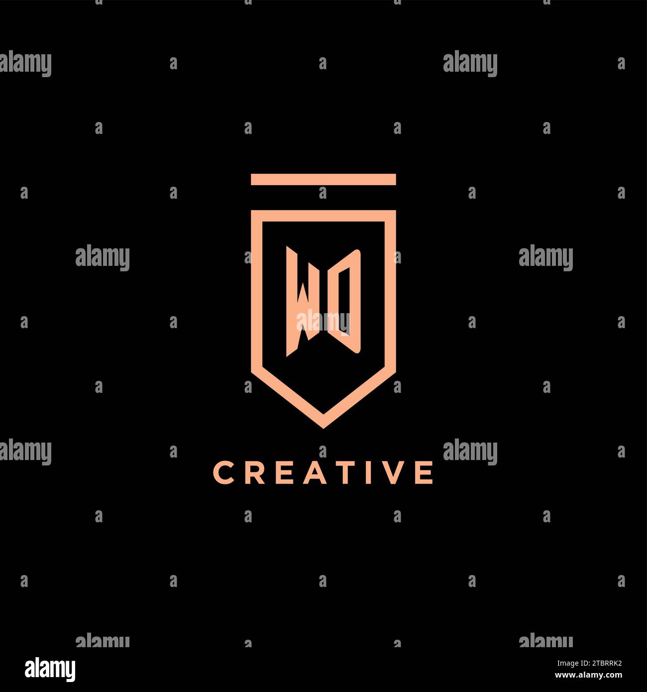 WD monogram initial with shield logo design icon vector graphic Stock Vector