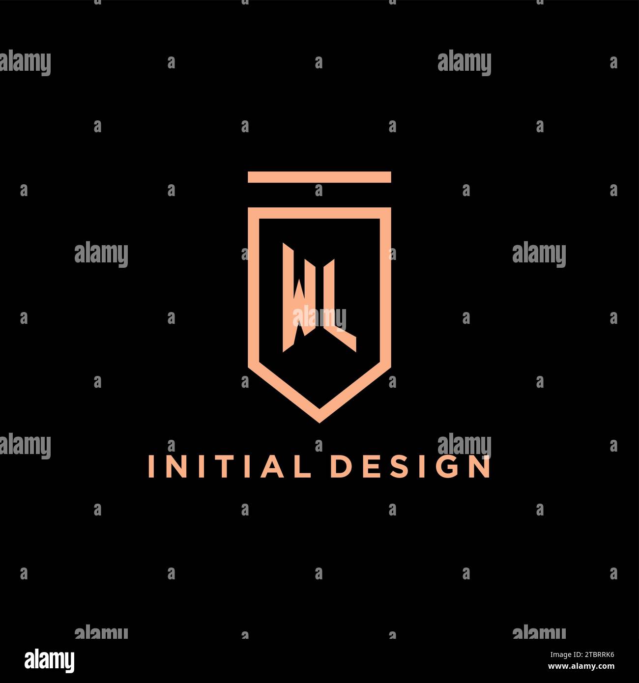 WL monogram initial with shield logo design icon vector graphic Stock Vector