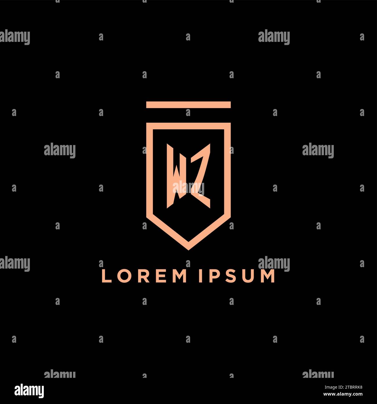 WZ monogram initial with shield logo design icon vector graphic Stock Vector