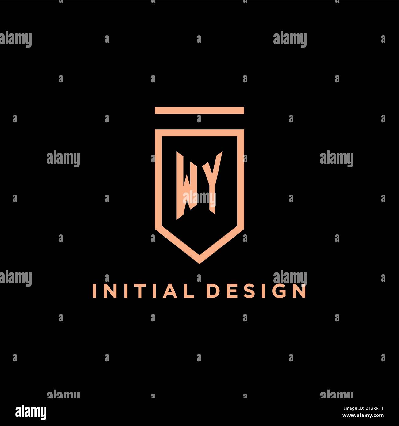 WY monogram initial with shield logo design icon vector graphic Stock Vector