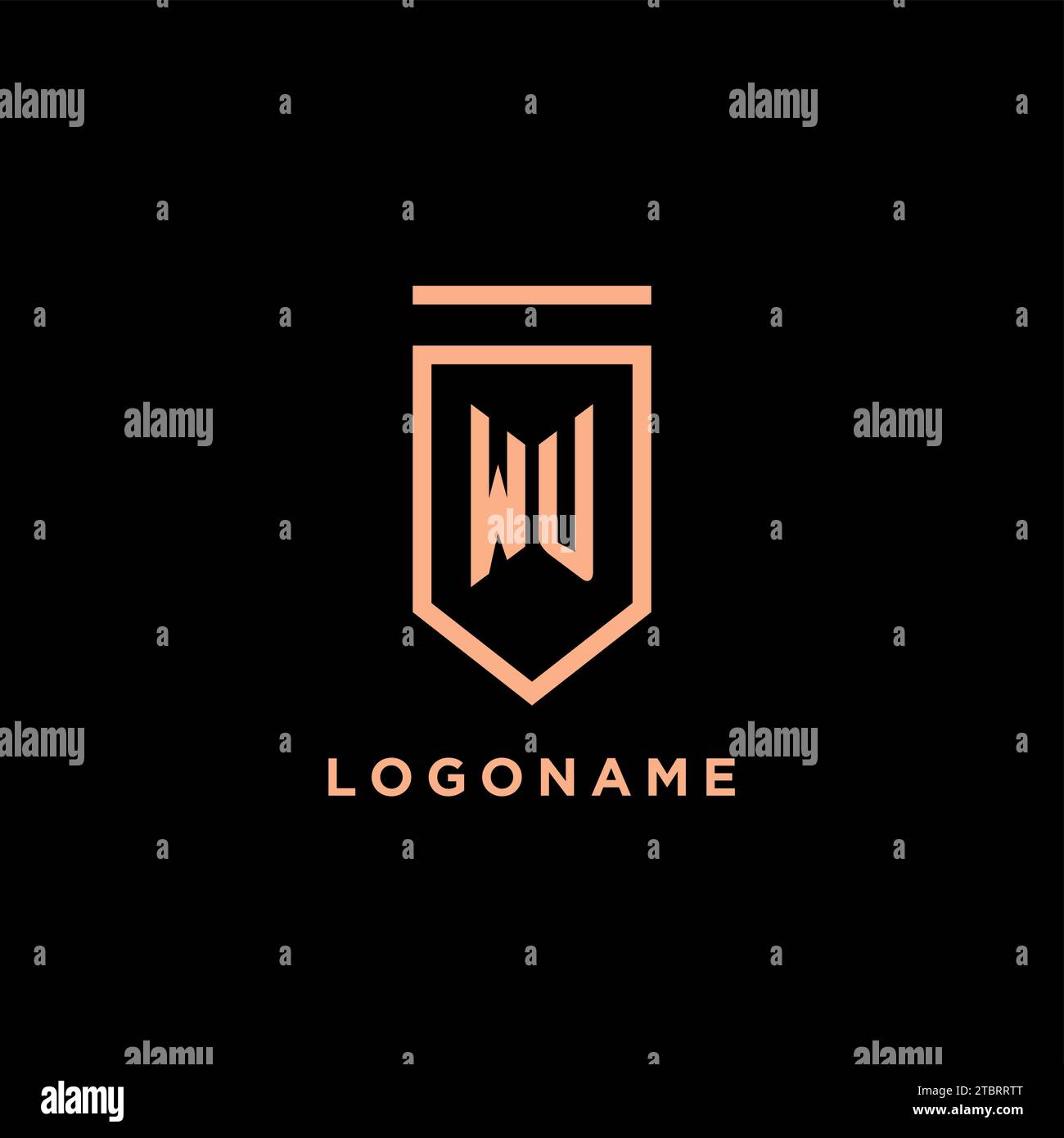 WU monogram initial with shield logo design icon vector graphic Stock Vector