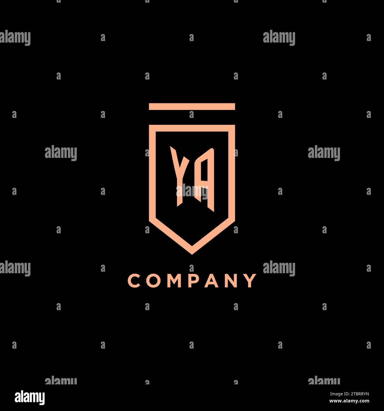 YA monogram initial with shield logo design icon vector graphic Stock Vector
