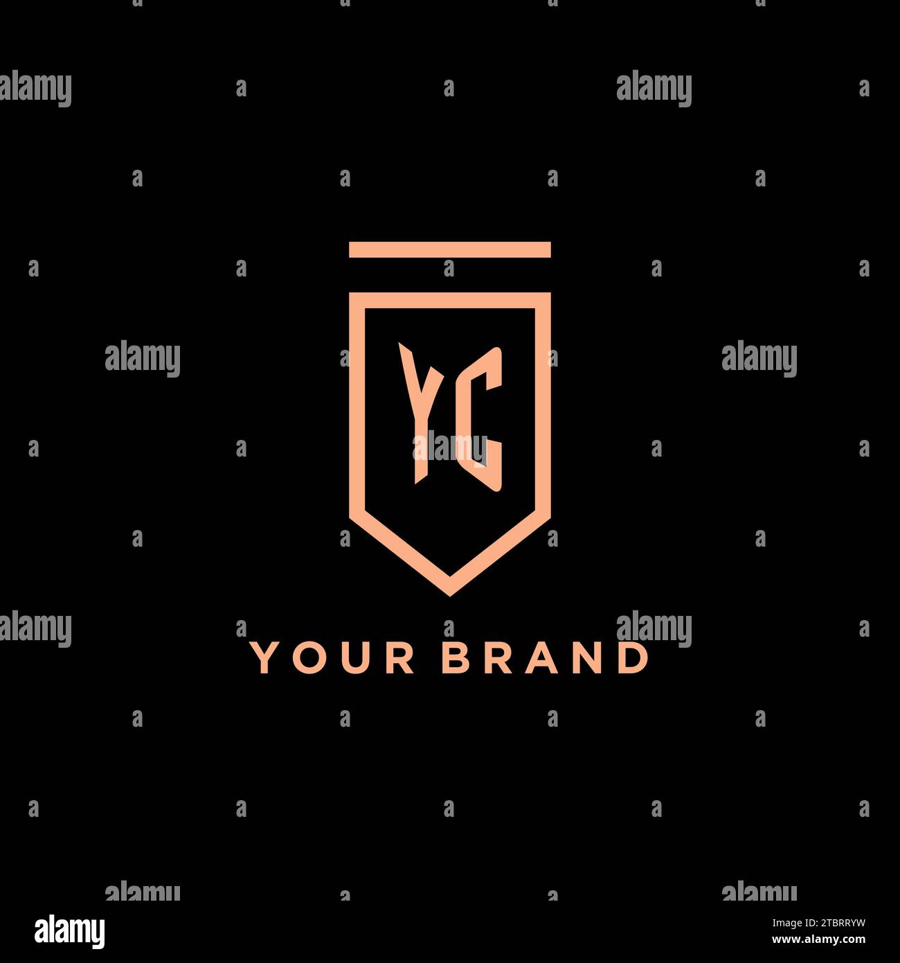 YC monogram initial with shield logo design icon vector graphic Stock Vector