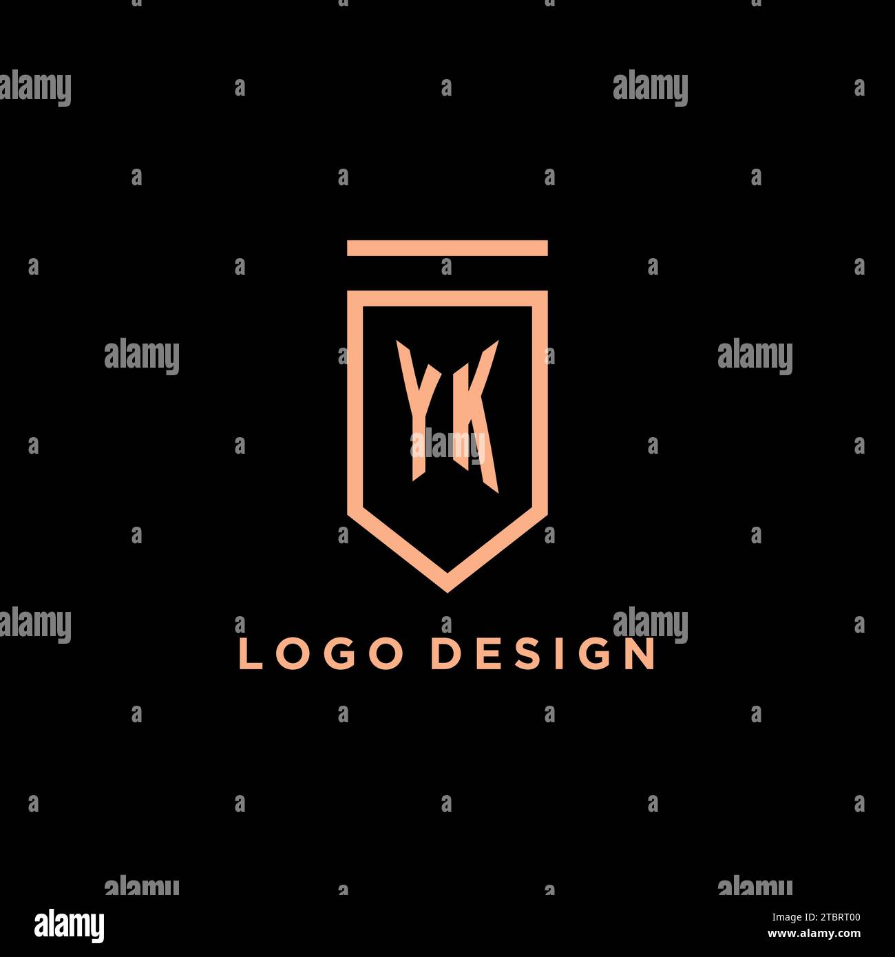 YK monogram initial with shield logo design icon vector graphic Stock Vector