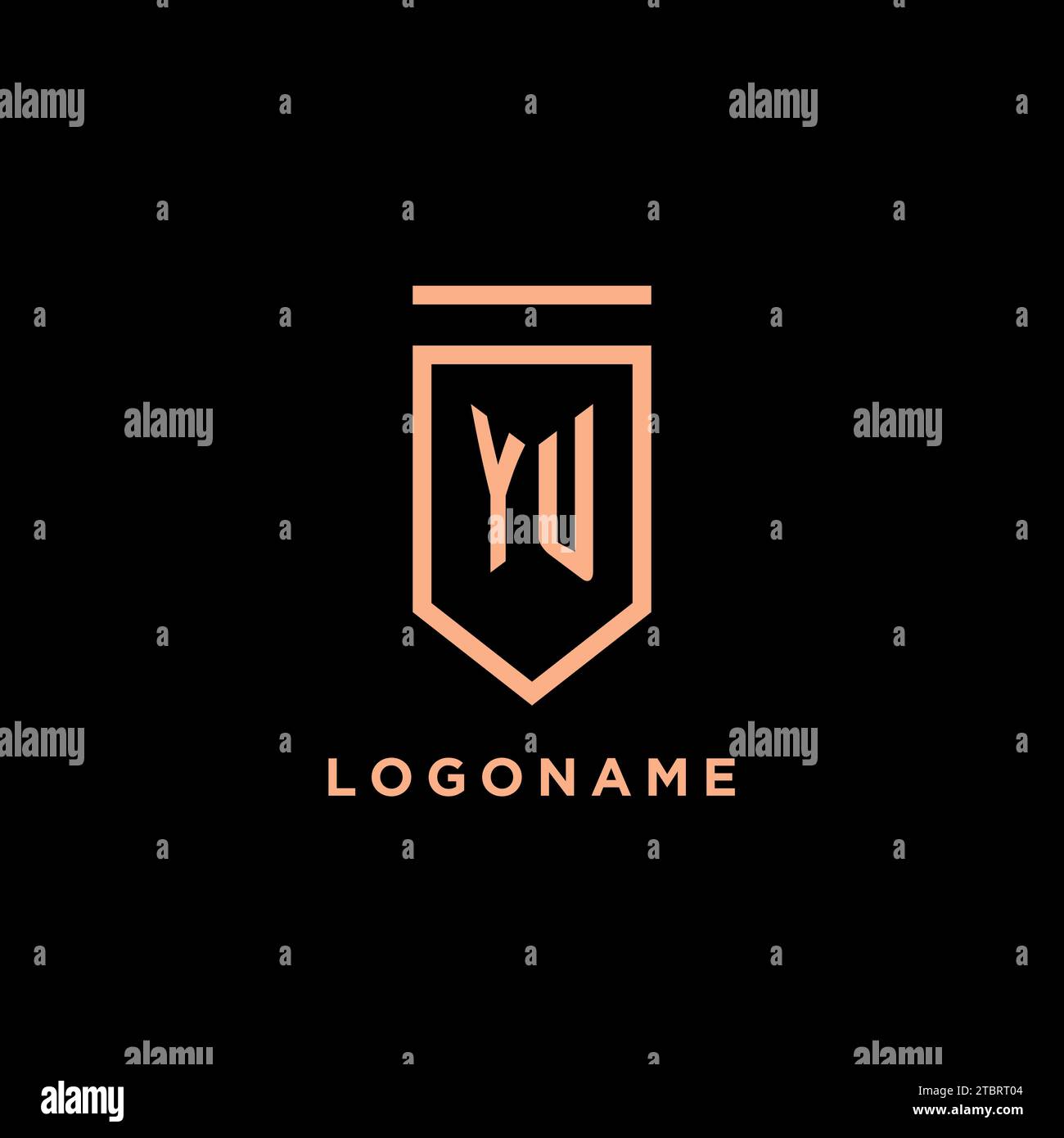 YU monogram initial with shield logo design icon vector graphic Stock Vector