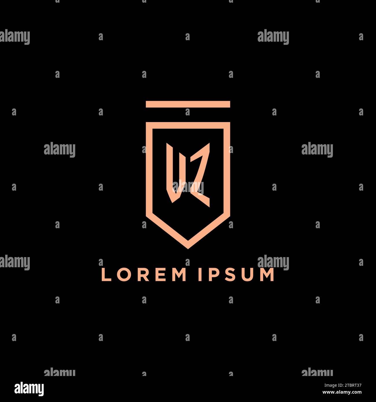 VZ monogram initial with shield logo design icon vector graphic Stock Vector