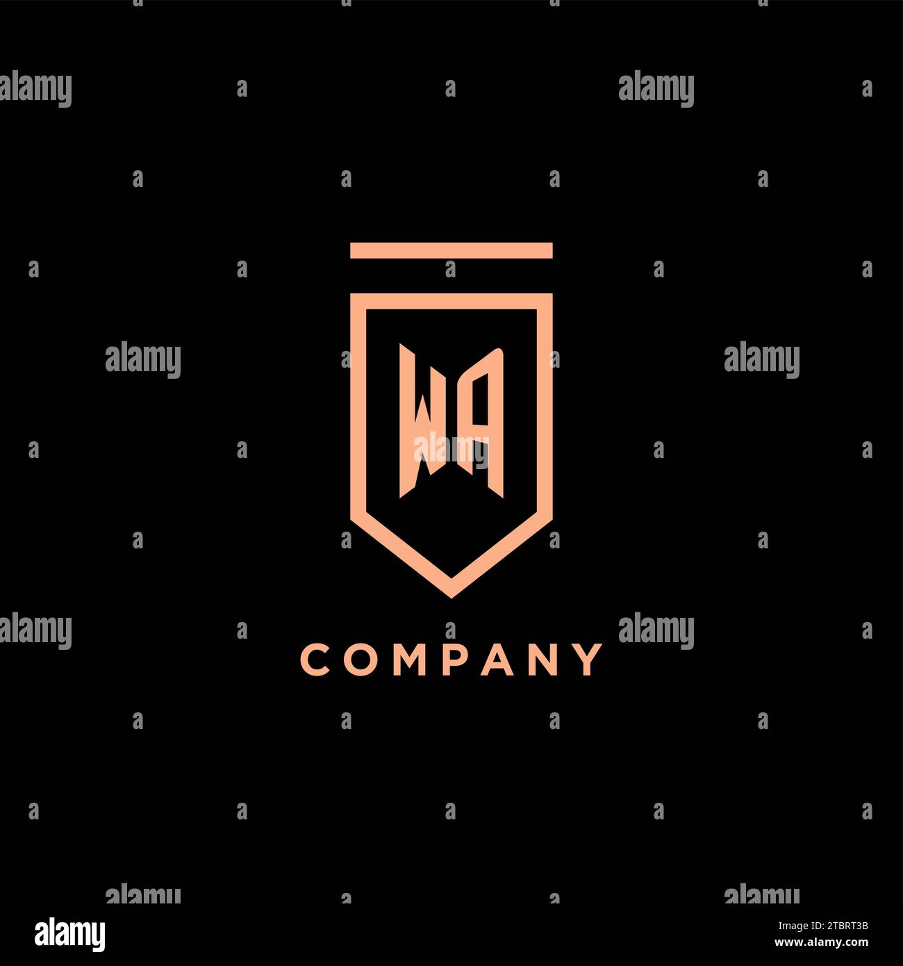 WA monogram initial with shield logo design icon vector graphic Stock Vector