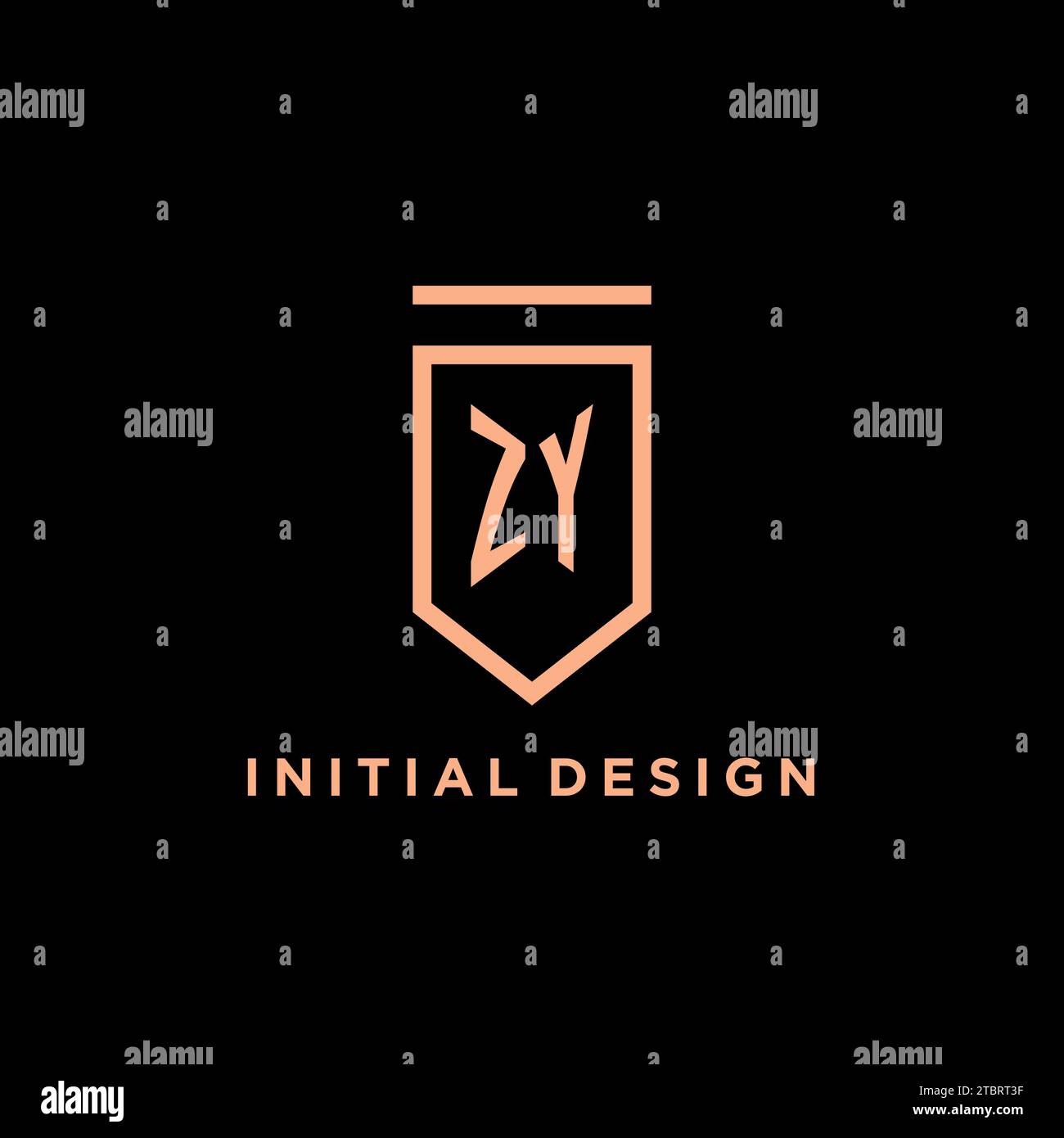 ZY monogram initial with shield logo design icon vector graphic Stock Vector