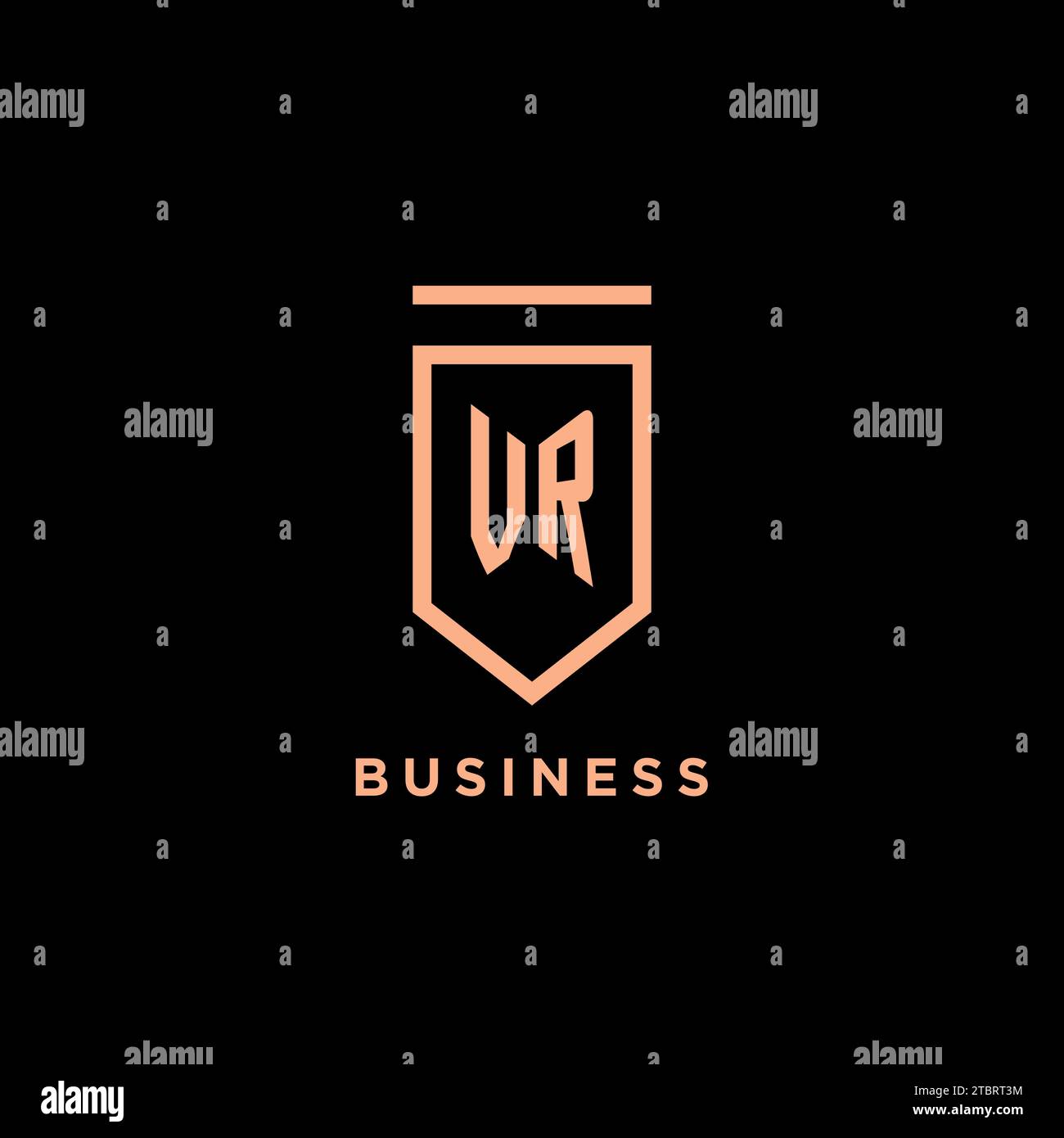 VR monogram initial with shield logo design icon vector graphic Stock Vector