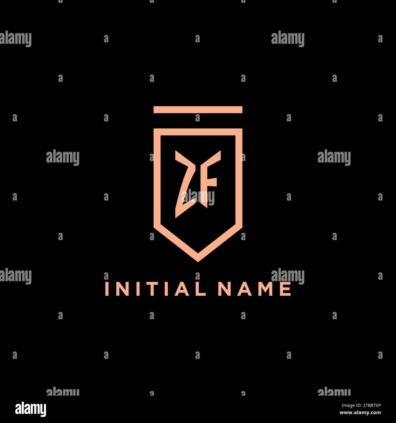 ZF monogram initial with shield logo design icon vector graphic Stock Vector