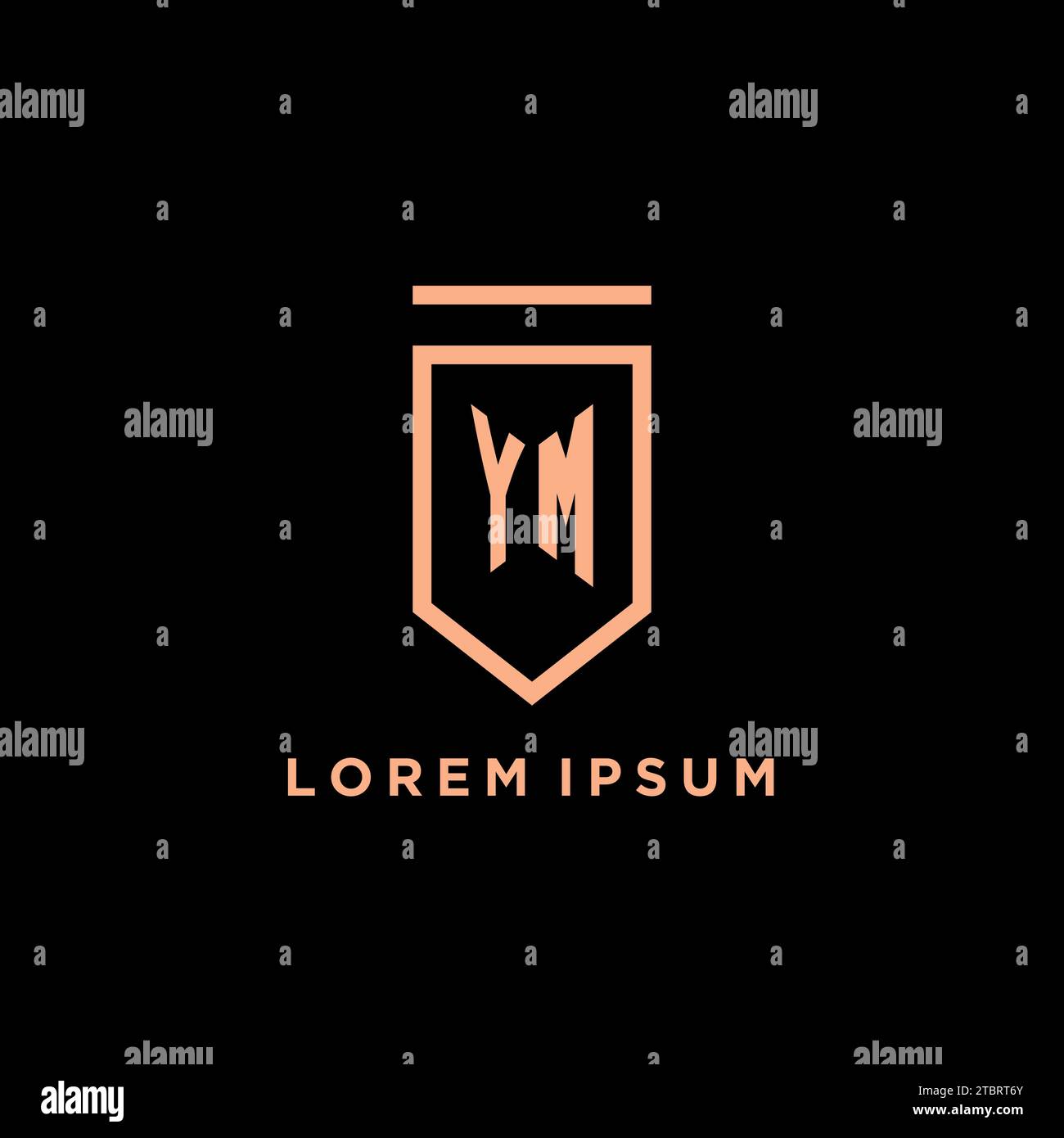 YM monogram initial with shield logo design icon vector graphic Stock Vector