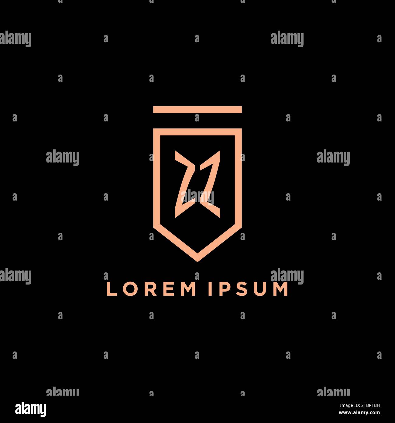 ZZ monogram initial with shield logo design icon vector graphic Stock Vector