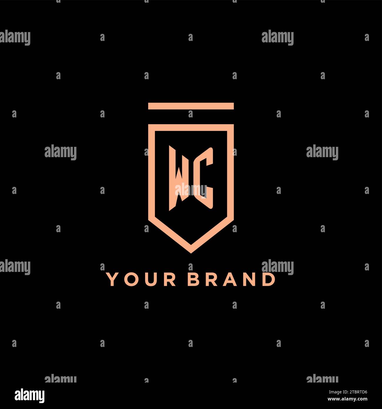 WC monogram initial with shield logo design icon vector graphic Stock Vector