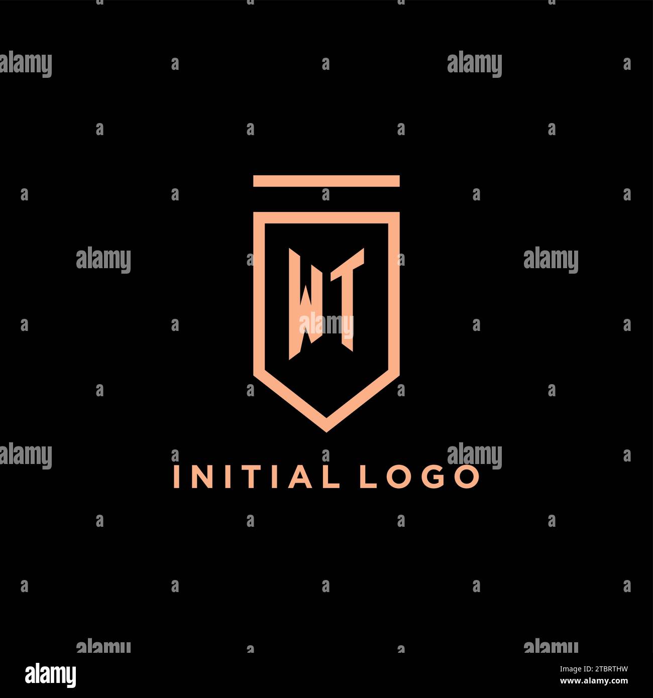 WT monogram initial with shield logo design icon vector graphic Stock Vector