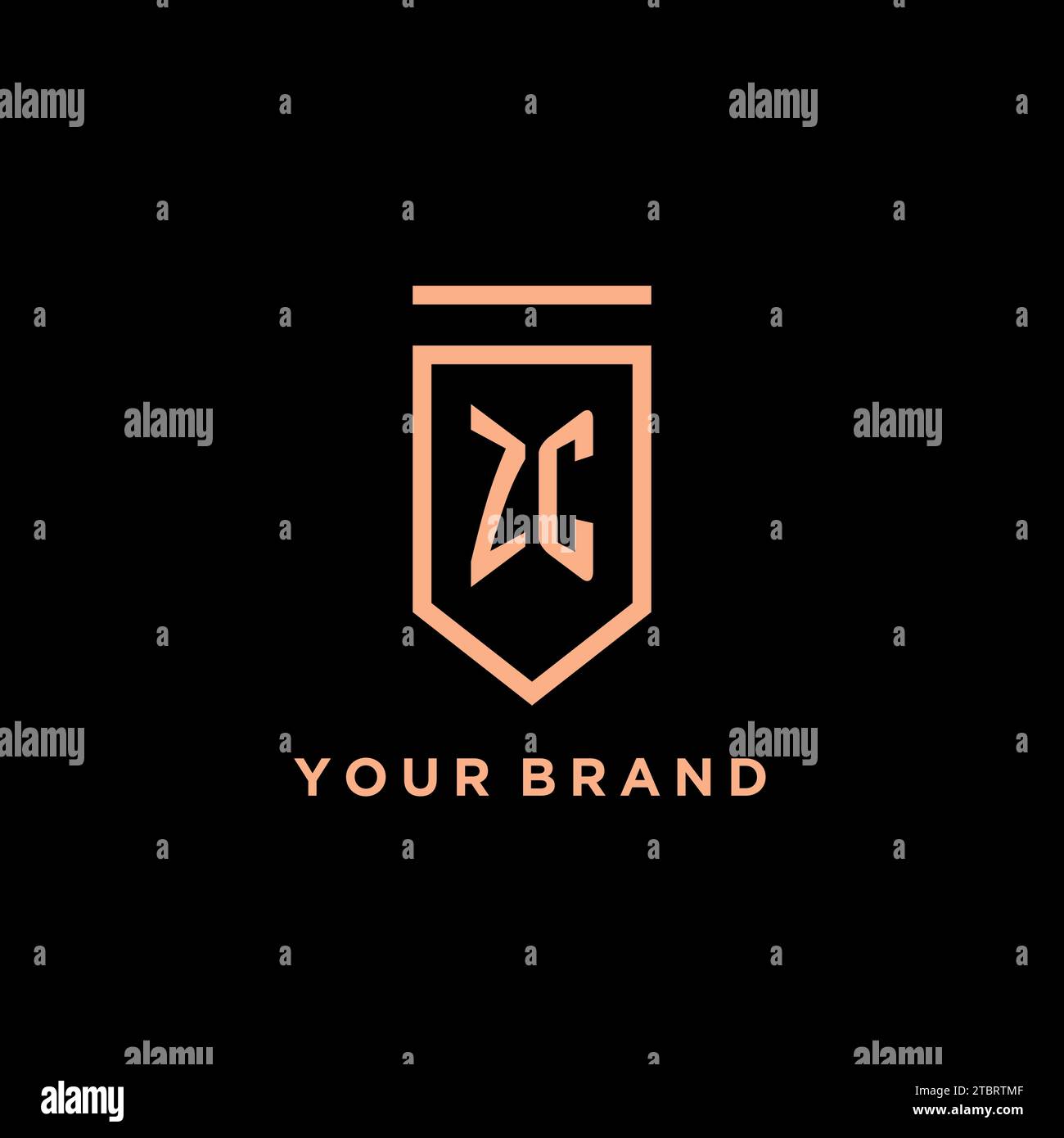 ZC monogram initial with shield logo design icon vector graphic Stock Vector