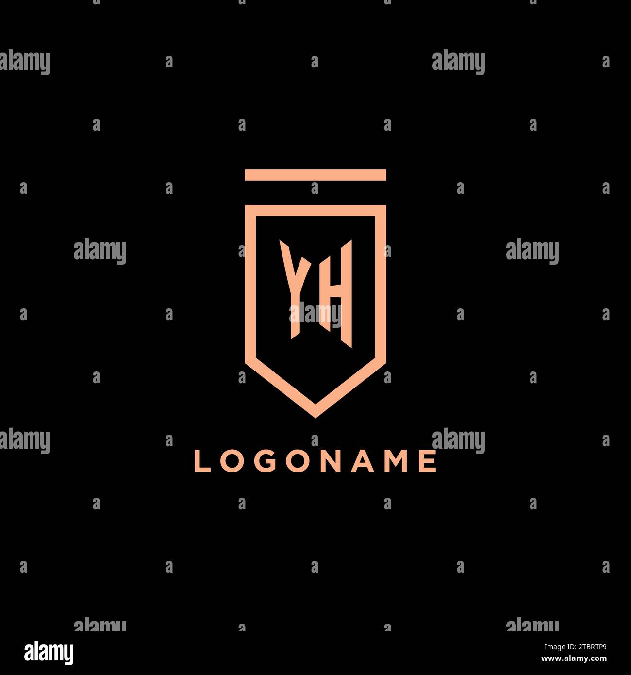YH monogram initial with shield logo design icon vector graphic Stock Vector