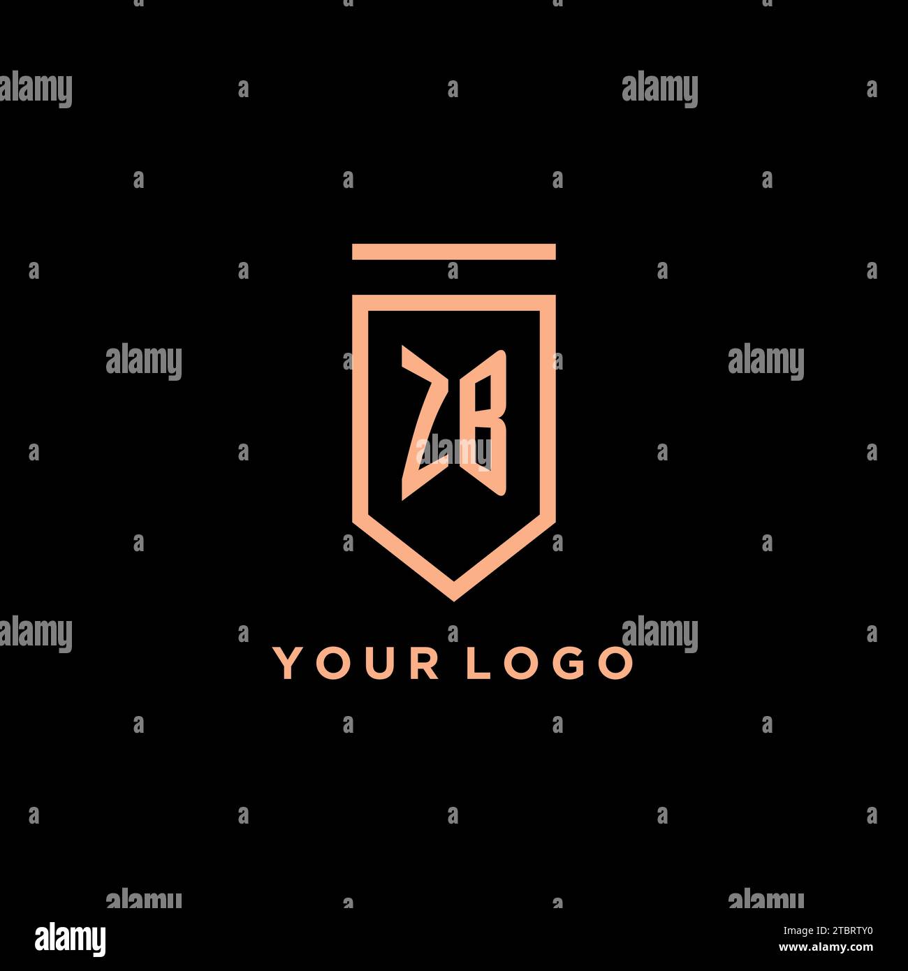 ZB monogram initial with shield logo design icon vector graphic Stock Vector