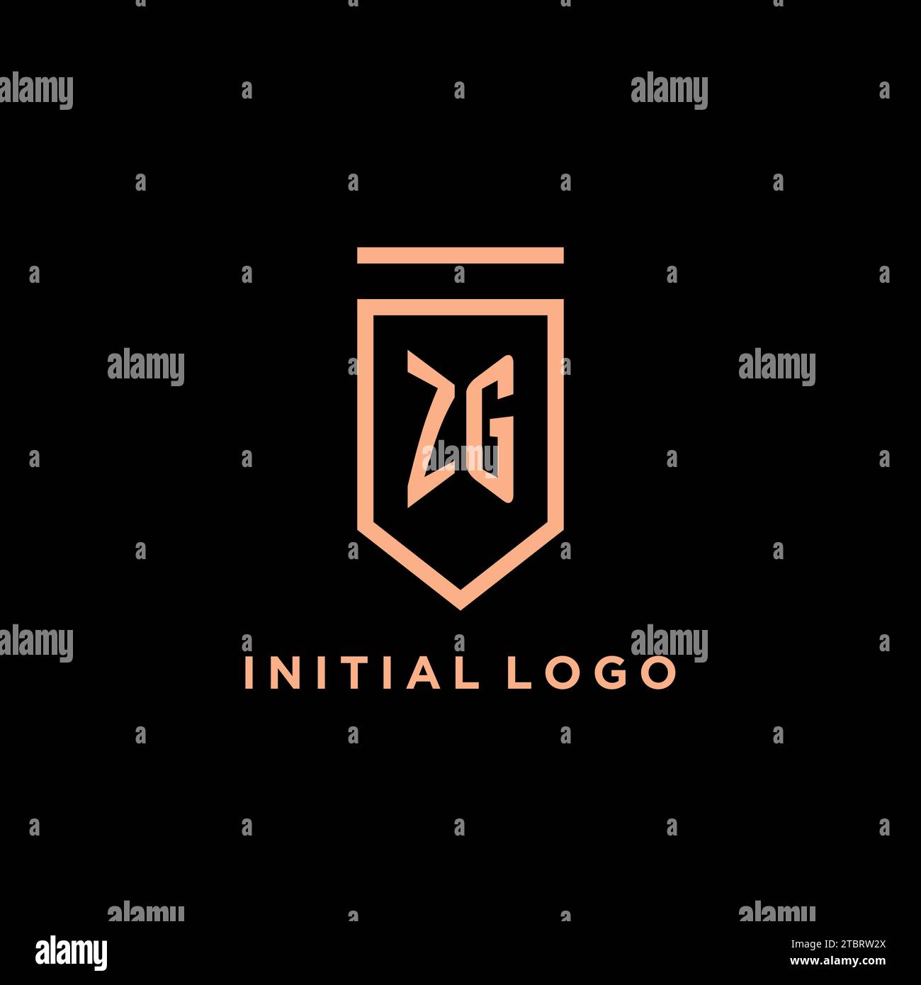 ZG monogram initial with shield logo design icon vector graphic Stock Vector