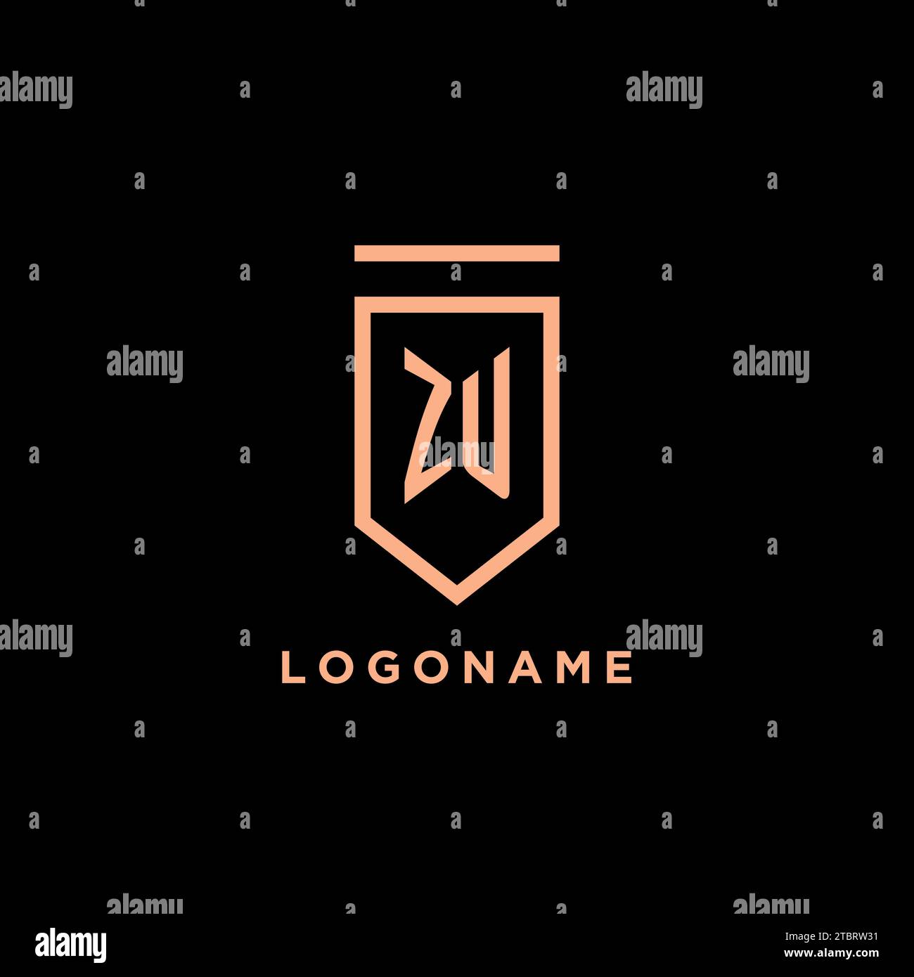 ZU monogram initial with shield logo design icon vector graphic Stock Vector