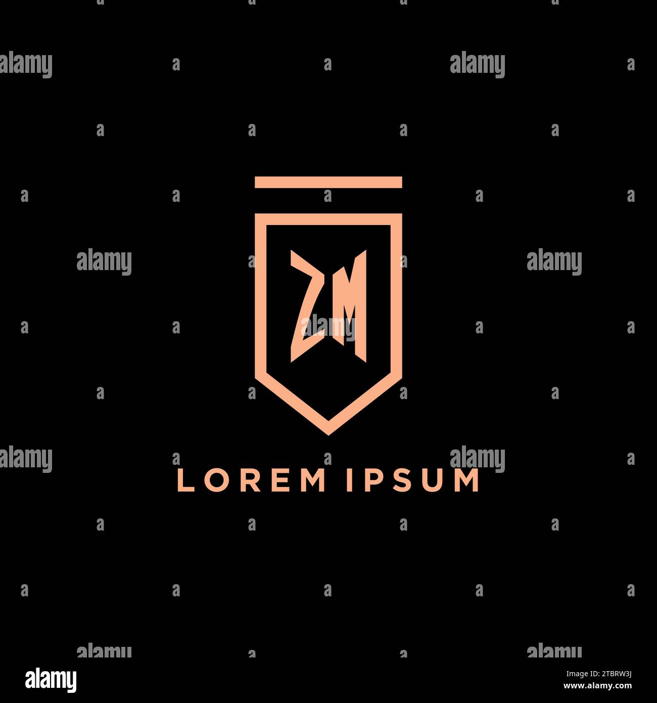 ZM monogram initial with shield logo design icon vector graphic Stock Vector