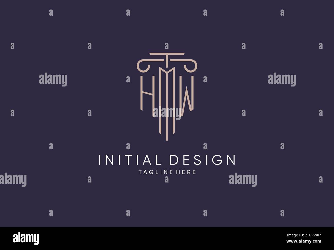 HW logo initial pillar design with luxury modern style best design for ...