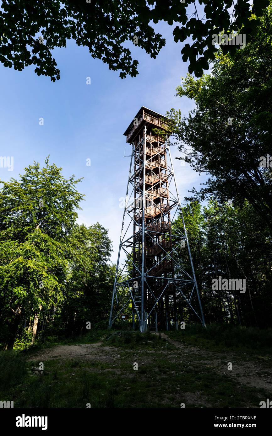 Europe, Poland, Podkarpackie Voivodeship, Bieszczady Mountains, Observation Tower, Jeleniowaty near Muczne Stock Photo