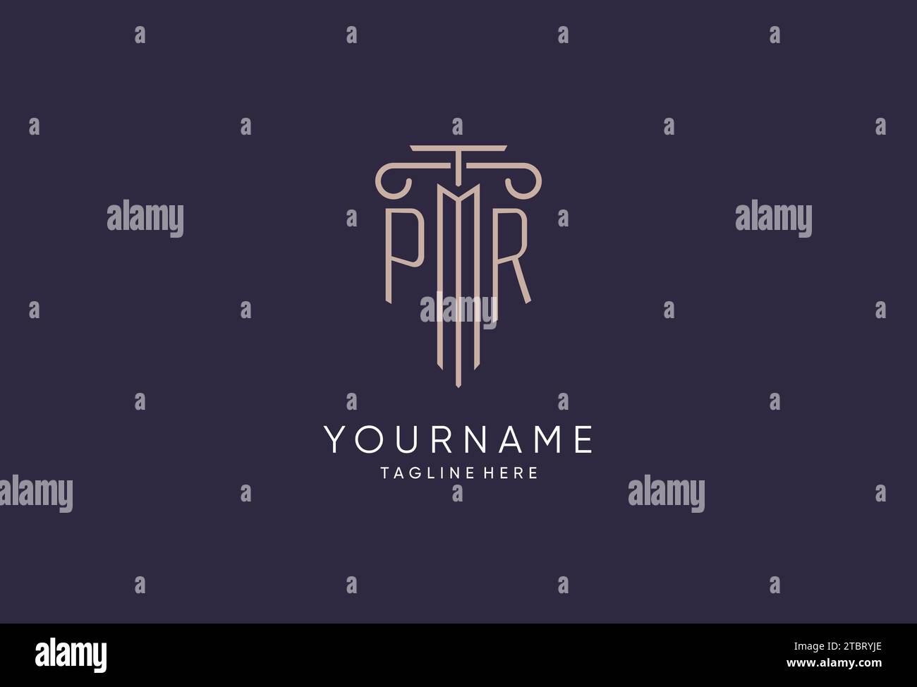 PR logo initial pillar design with luxury modern style best design for legal firm design ideas Stock Vector