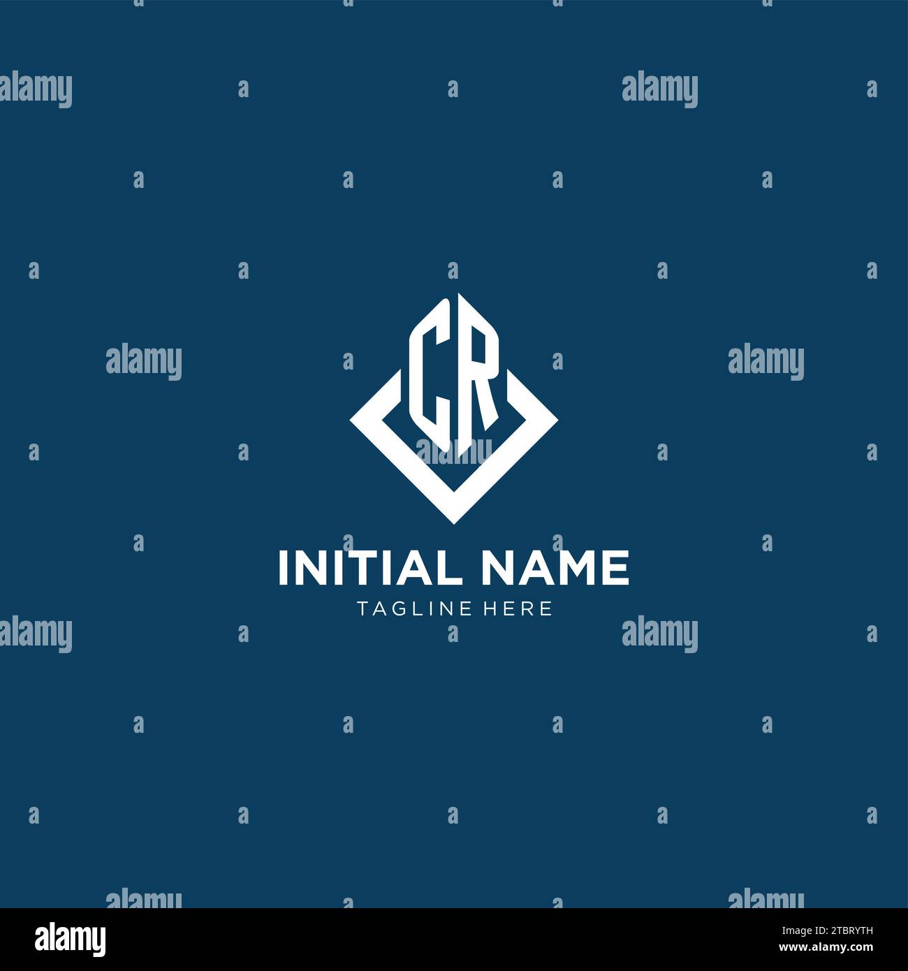 Initial CR logo square rhombus with lines, modern and elegant logo design vector graphic Stock Vector