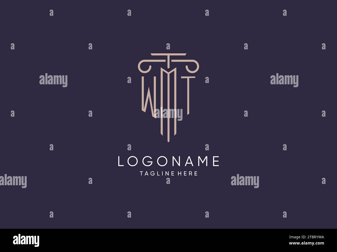 WT logo initial pillar design with luxury modern style best design for ...