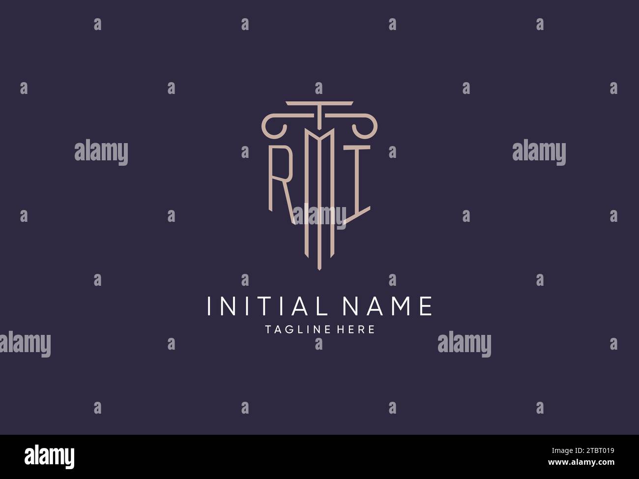 RI logo initial pillar design with luxury modern style best design for ...