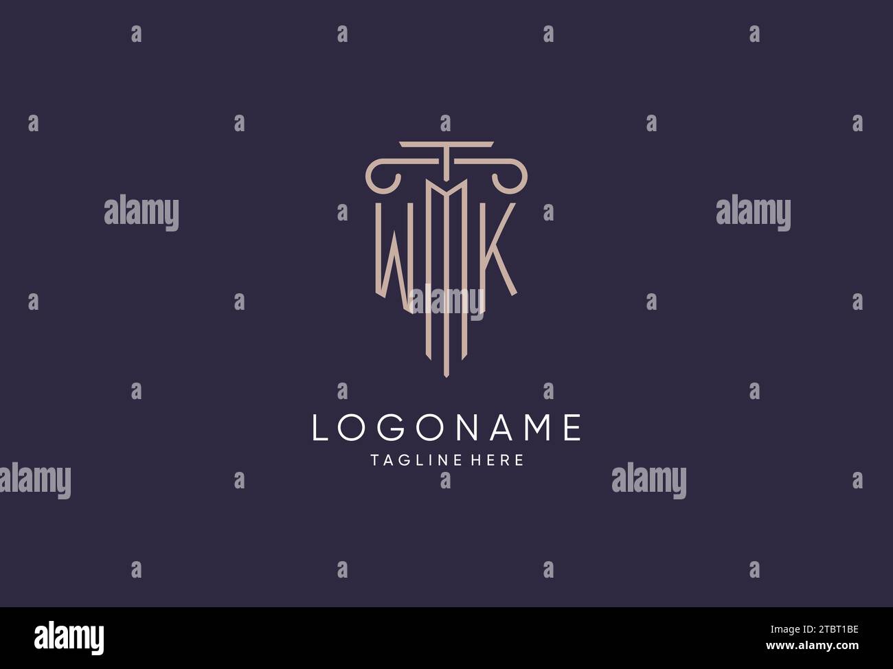 WK logo initial pillar design with luxury modern style best design for ...