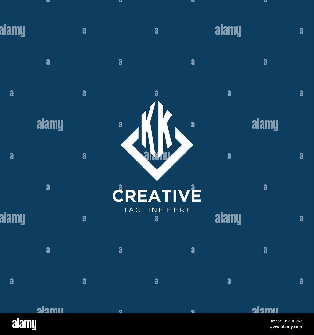 Initial KK logo square rhombus with lines, modern and elegant logo ...