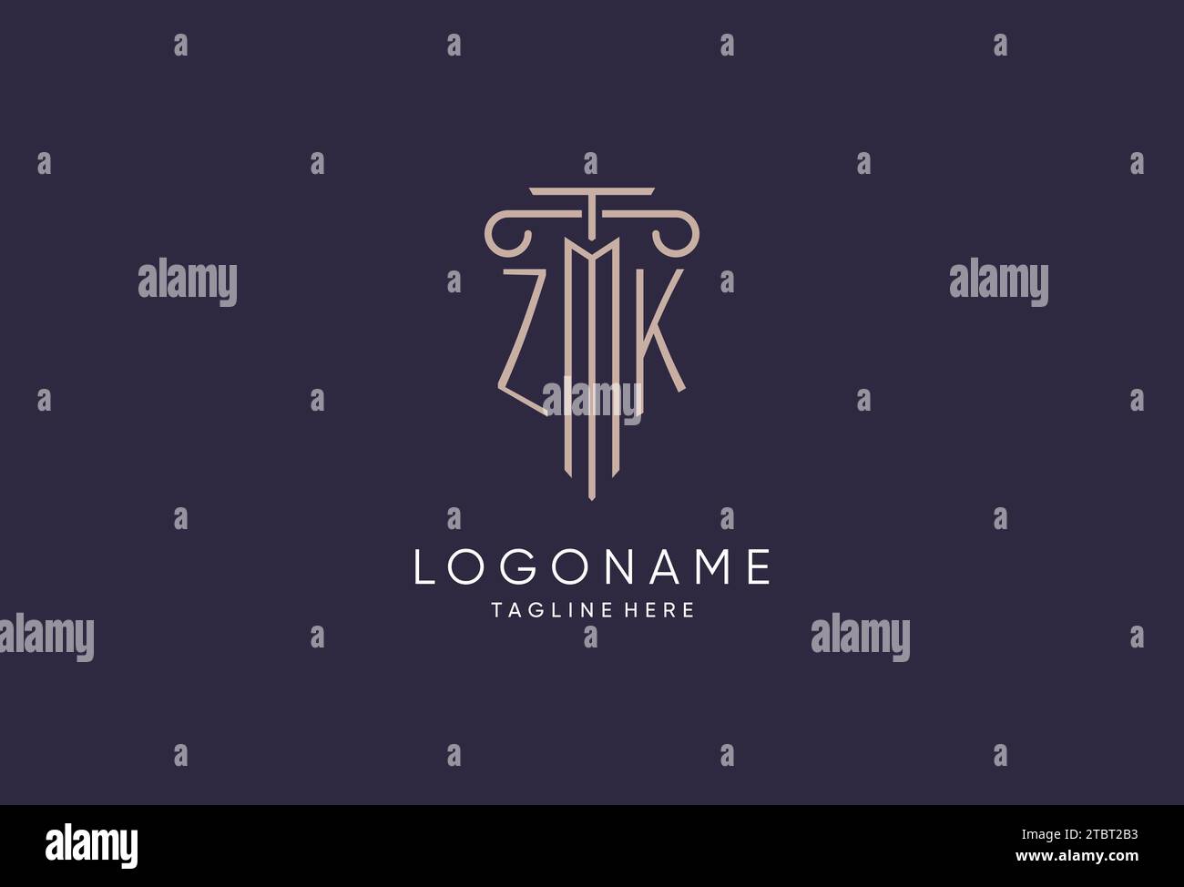 ZK logo initial pillar design with luxury modern style best design for ...