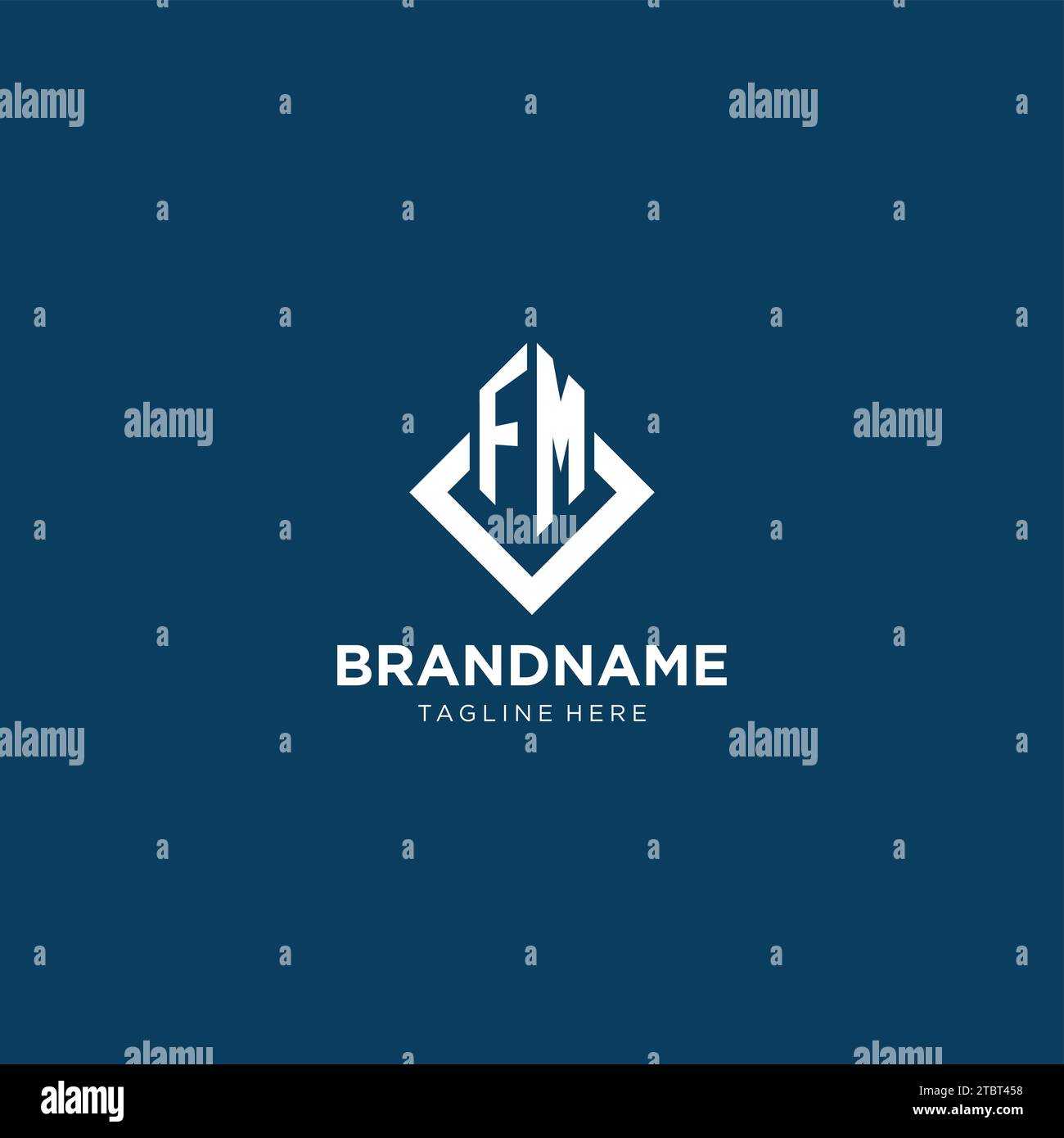 Initial FM logo square rhombus with lines, modern and elegant logo ...