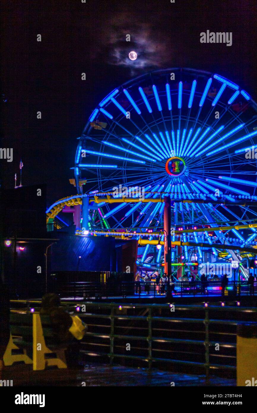 Pacific Park at Santa Monica Pier, Santa Monica, California, with the